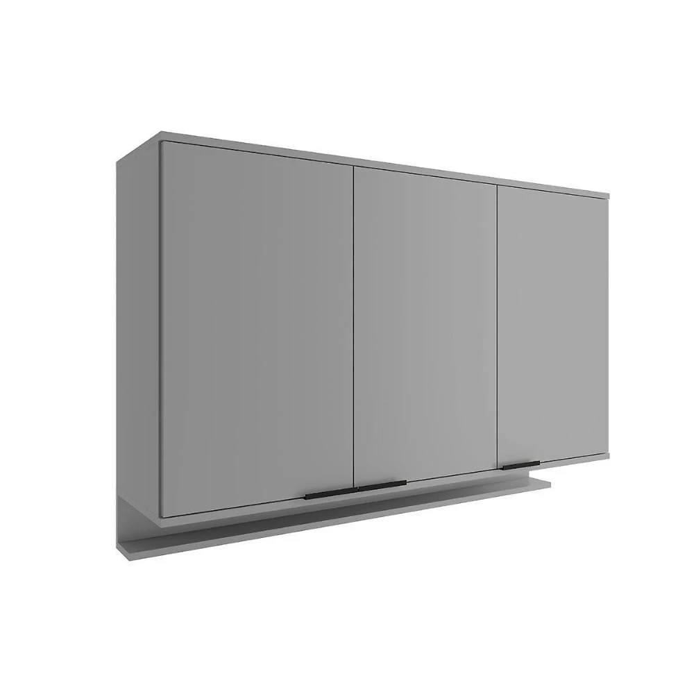 Armário Aéreo Para Cozinha Alpha 2501 Com 3 Portas 120cm Cinza