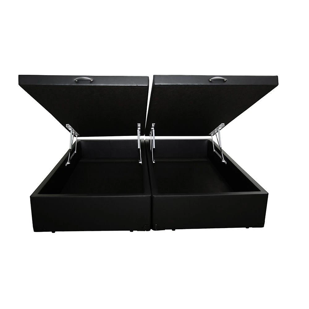 Cama Box Baú Casal Bipartida Preto Sintético 138x188