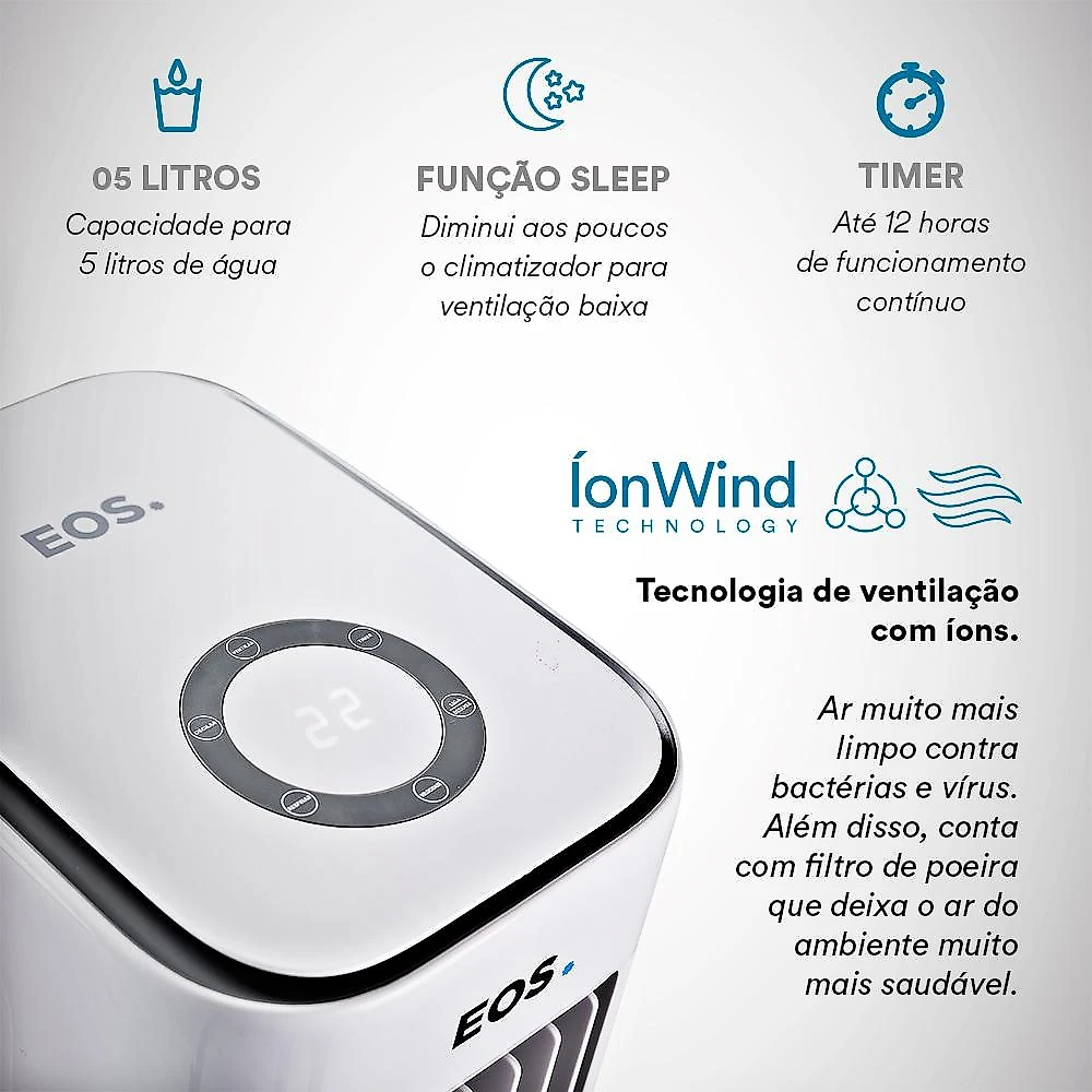 Climatizador de Ar Torre EOS Artic Fresh 5 Litros 4 em 1 com Controle Remoto ECL50TD 220V
