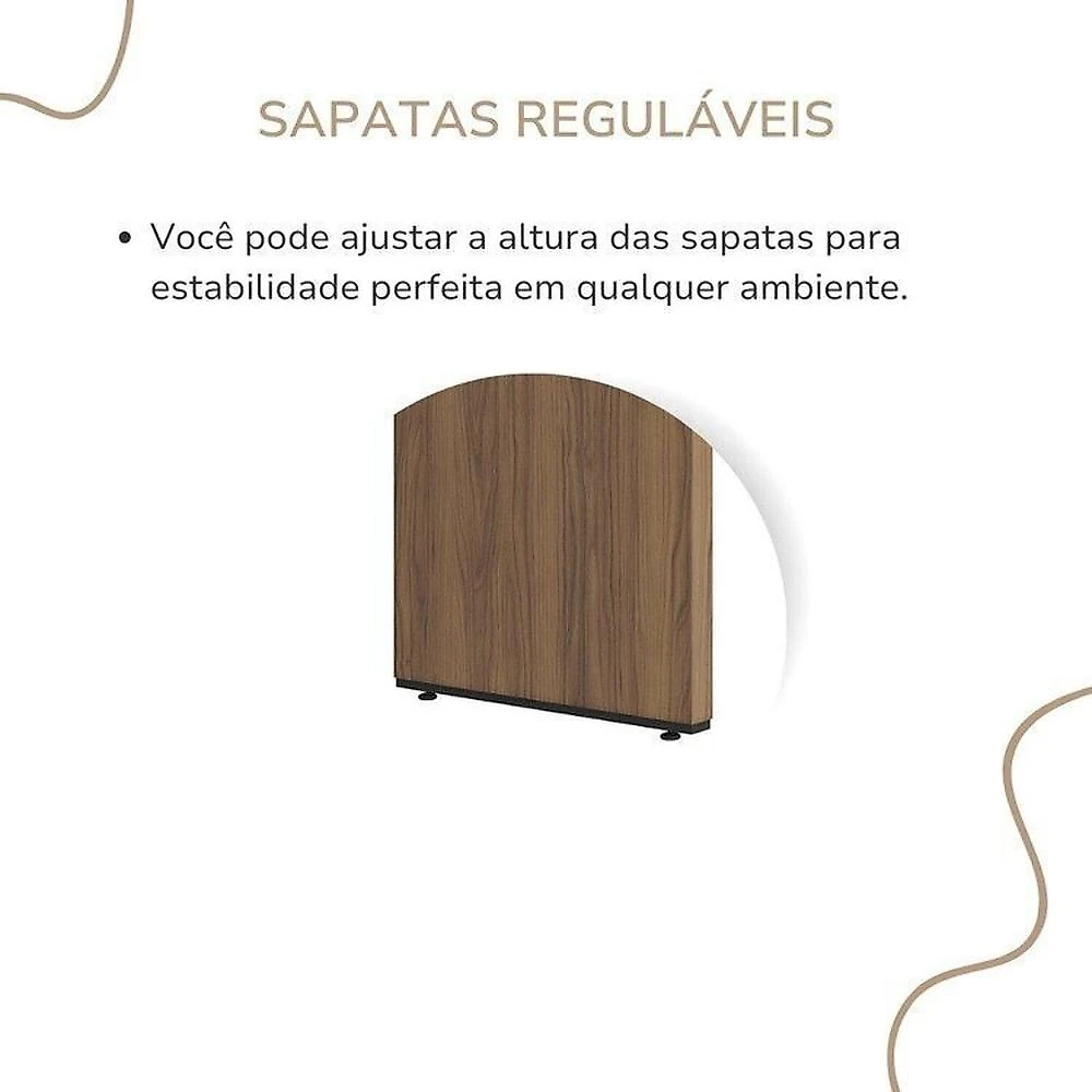 Kit Completo Escritório Mesa Tamburato 160cm Balcão com Gavetas e Armário com Nicho Nogal / Preto