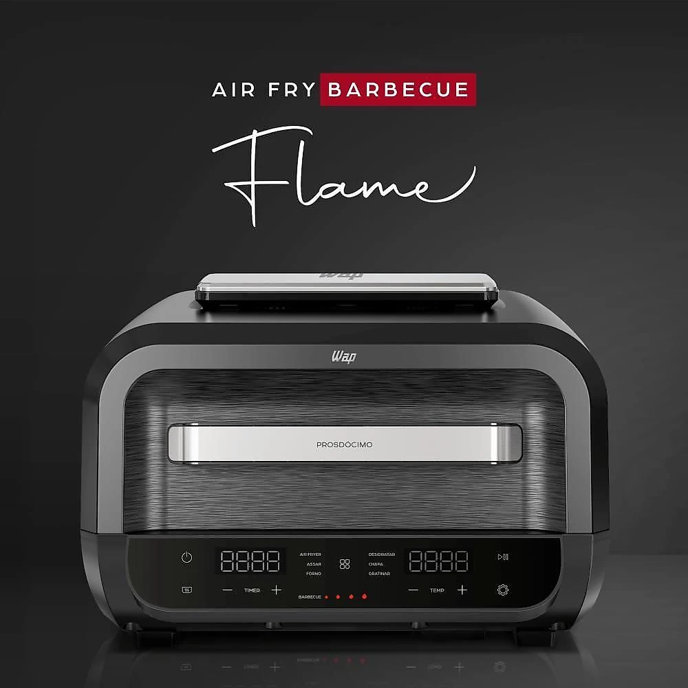 Fritadeira sem Óleo Air Fry WAP Barbecue Flame Digital WC AB1050 10L 1700W Preto 220V
