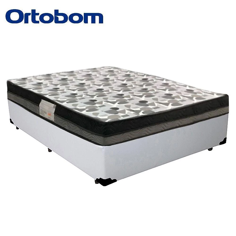 Cama Box com Colchão Casal Iso Dupla Face Espuma Courino Branco Ortobom
