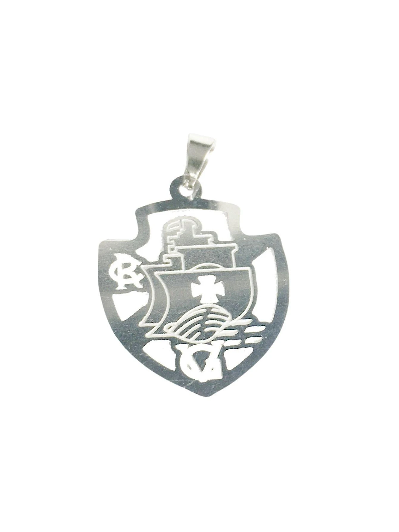 Pingente Masculino Feminino Delicado Escudo Time Vasco Prata