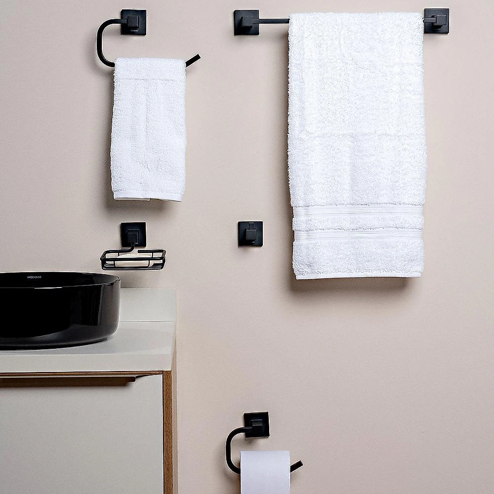 Porta Toalha Modaza Nero, Barra 40 cm, Preto