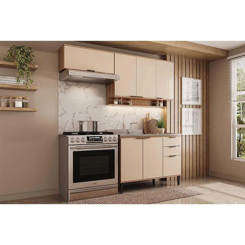 Cozinha Completa Alpha 3 Peças (2aéreos+1balcão) C3p30 Freijo-off White - Carraro