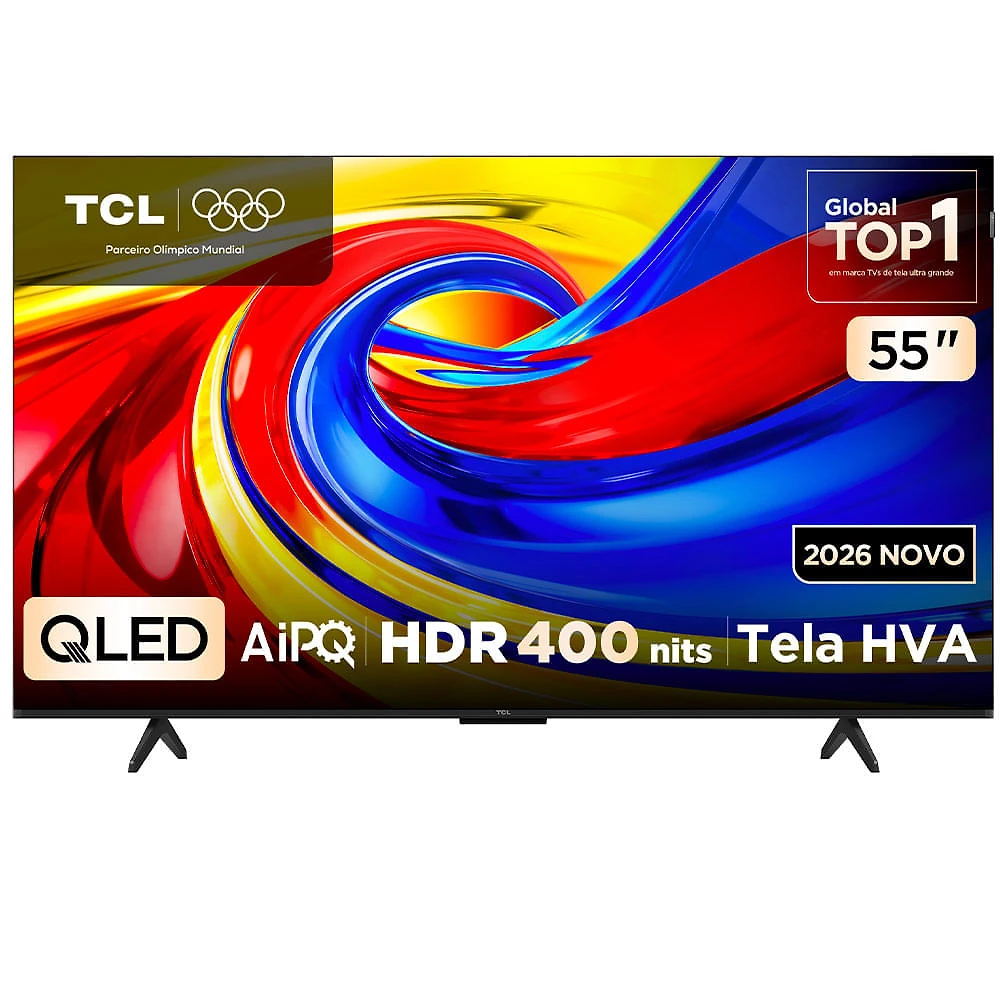 Smart TV 4K TCL Advanced QLED 55” Polegadas com Processador AIPQ, Dolby Vision, 120 Hz, HDR10+ e Wi-Fi - 55P7L