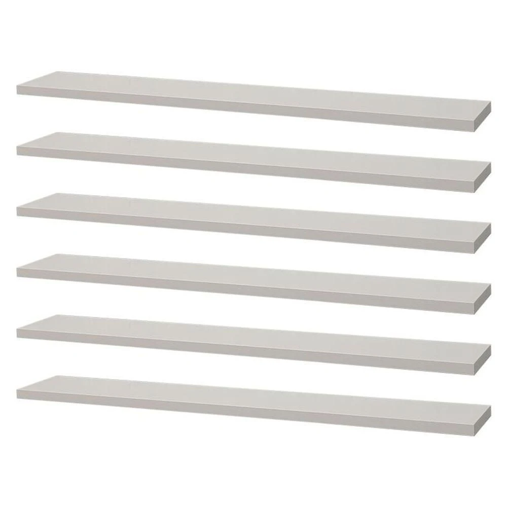 Prateleira Kit 6 60 X 10cm MDP Fixação Suporte Invisível Sala Branco Mercado das Prateleiras