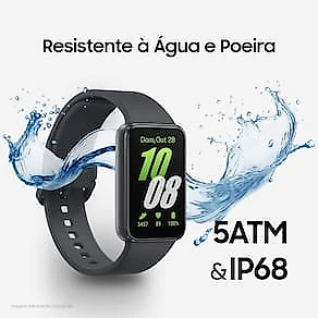 Samsung Galaxy Fit3 Grafite Display de 1.6 AMOLED colorido, Bluetooth, Design Premium em Alumínio, Mais De 100 Exercícios e Resistente à Água e Poeira