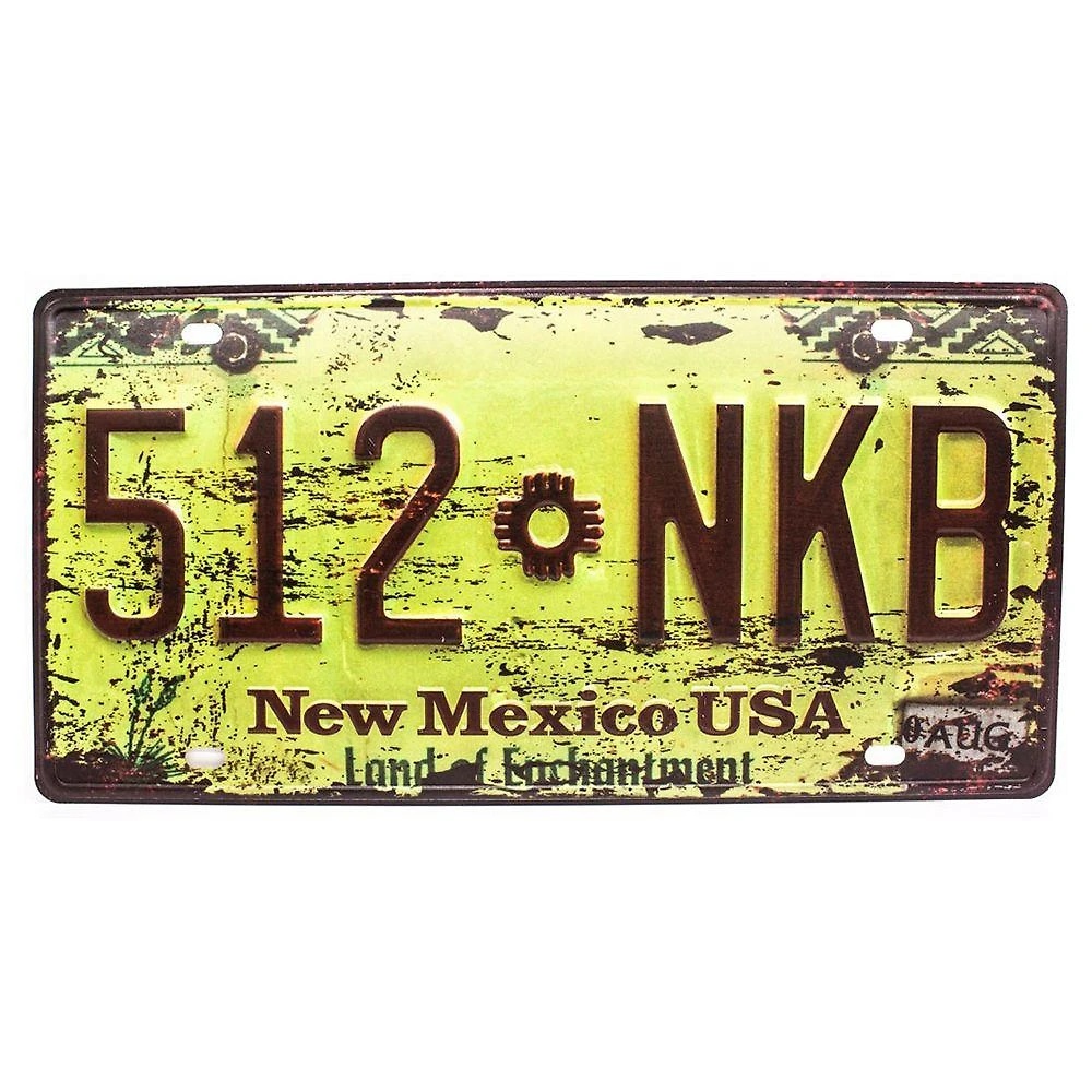 Placa De Carro Antiga Decorativa Metálica Vintage New México Gt414-36 - Lorben