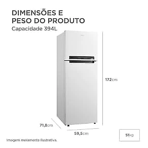 Geladeira Midea Frost Free Duplex 394L Inverter Branca 110V