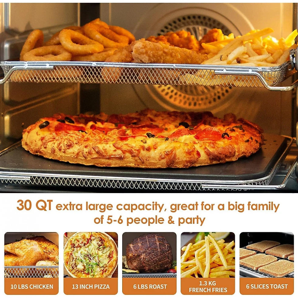 Forno Elétrico de Bancada 30 Litros 12 em 1 com Termômetro Inteligente Integrado, 110V 1800W, Nuwave Bravo XL, Prata