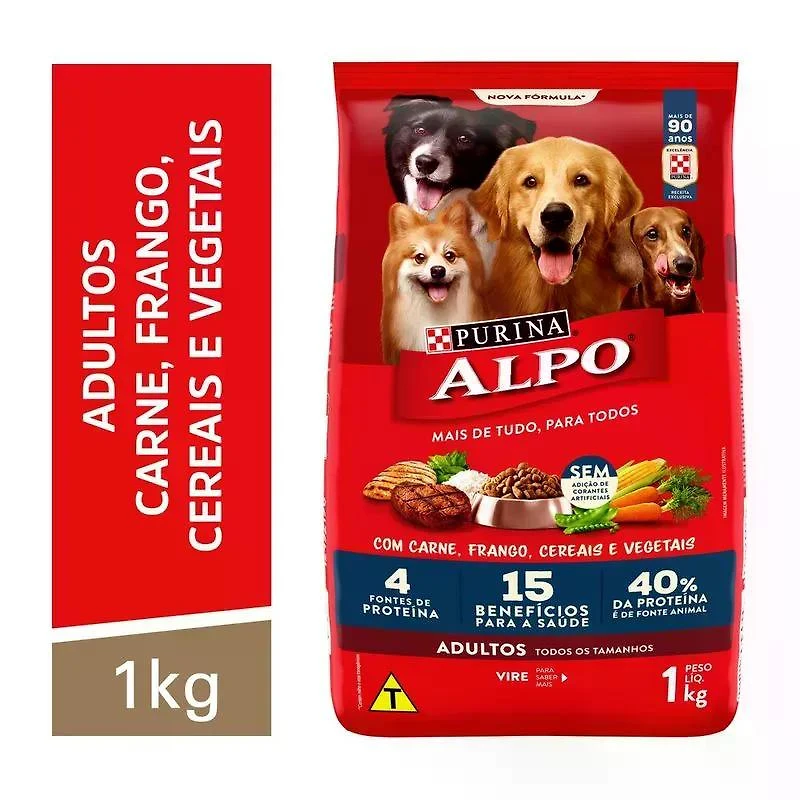 Ração Purina Alpo para Cães Adultos Carne e Vegetais 1kg