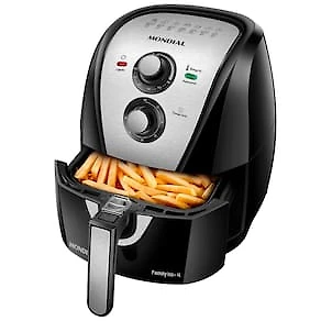 Fritadeira Elétrica Sem Óleo Air Fryer Mondial AFN40BI Family Inox 4L Preta/Inox