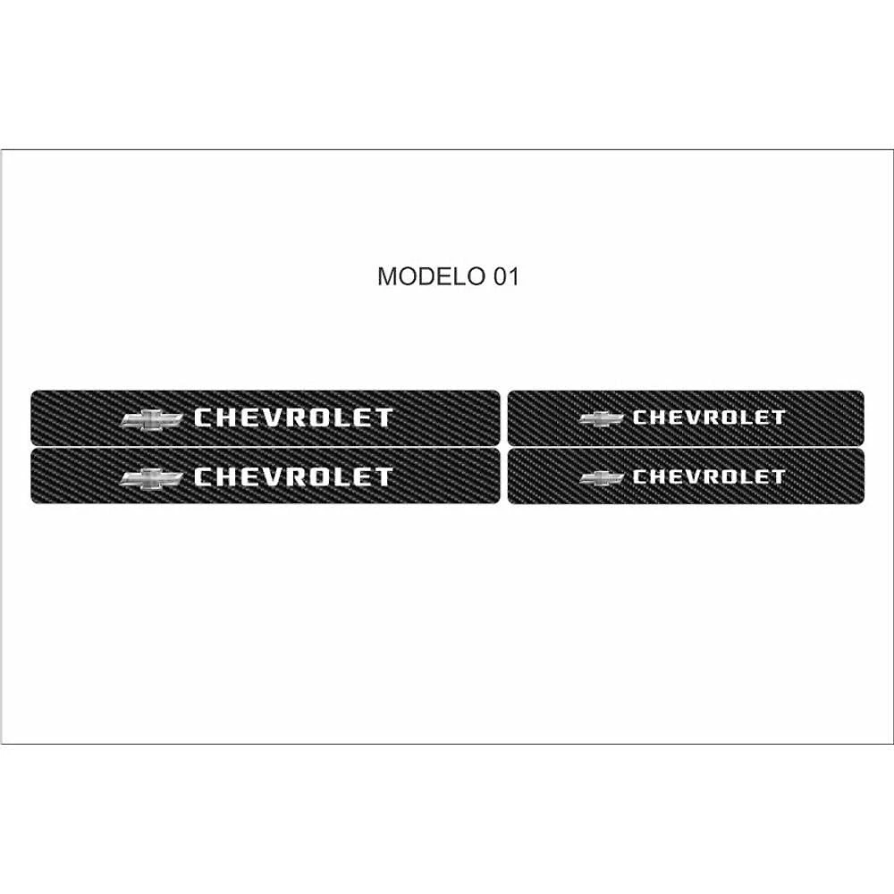 Soleira Automotiva Dianteira e Traseira Kit 4 Portas Modelo Fibra de Carbono Universal Preto OEM