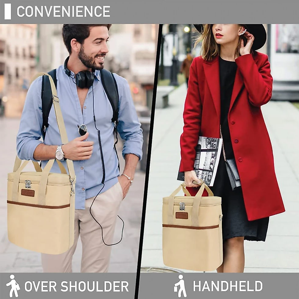 Bolsa Térmica Para Transporte de Vinhos OPUX até 6 Garrafas, Bege