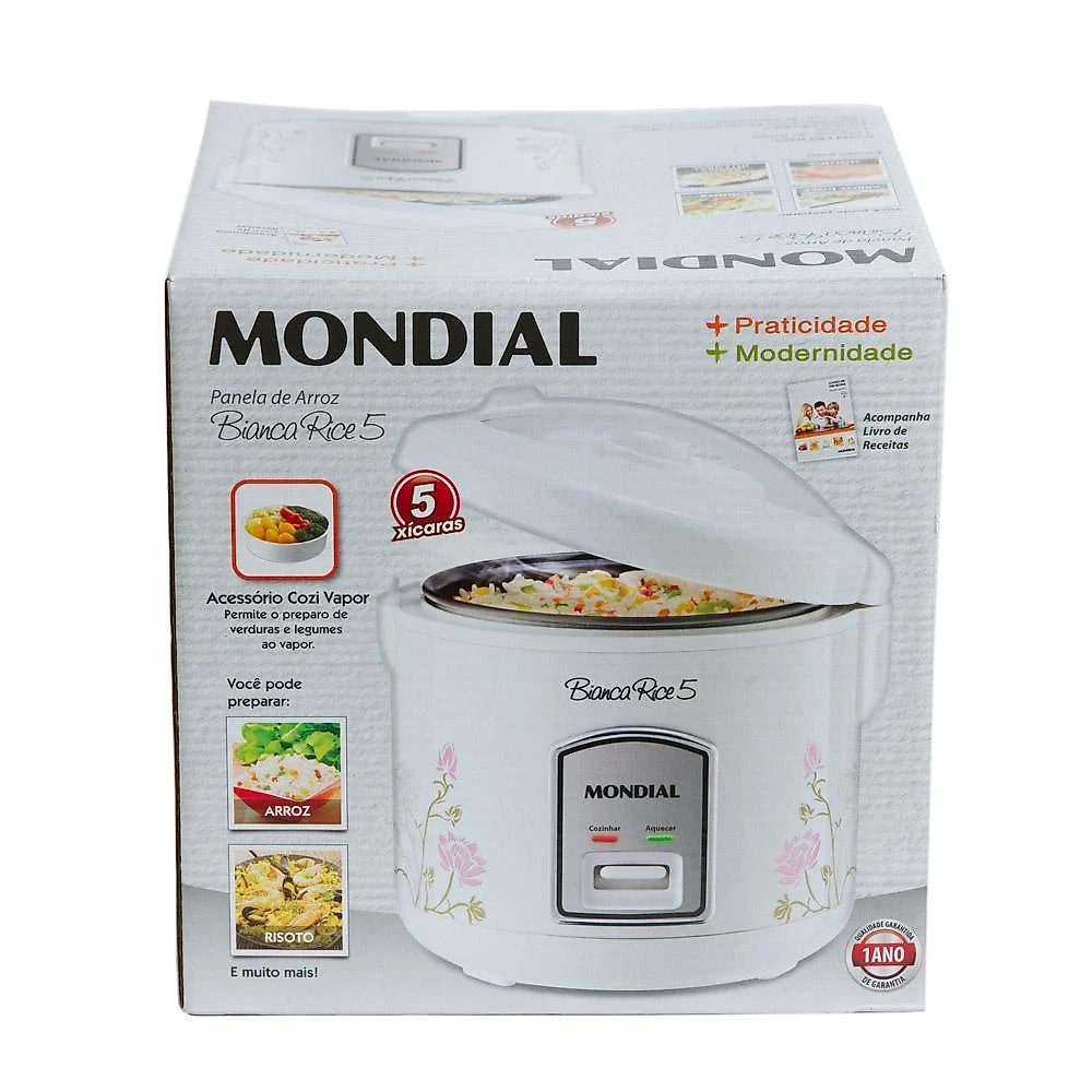 Panela Elétrica de Arroz 5 Xícaras Mondial Bianca Rice NPE-05 Branca 220V