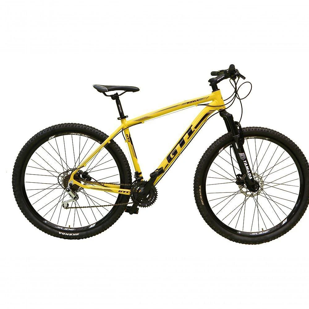 Bicicleta Aro 29 Gti Roma Alumínio 21v Freio A Disco Hidráulico Garfo Com Suspensão - Amarelo Tam.19