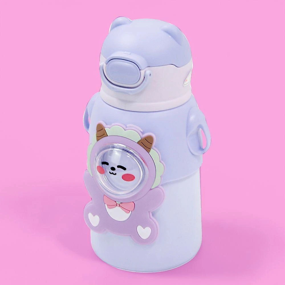 Garrafinha Com Canudo Squeeze Infantil Garrafa Bebe Térmica Alça Lilás