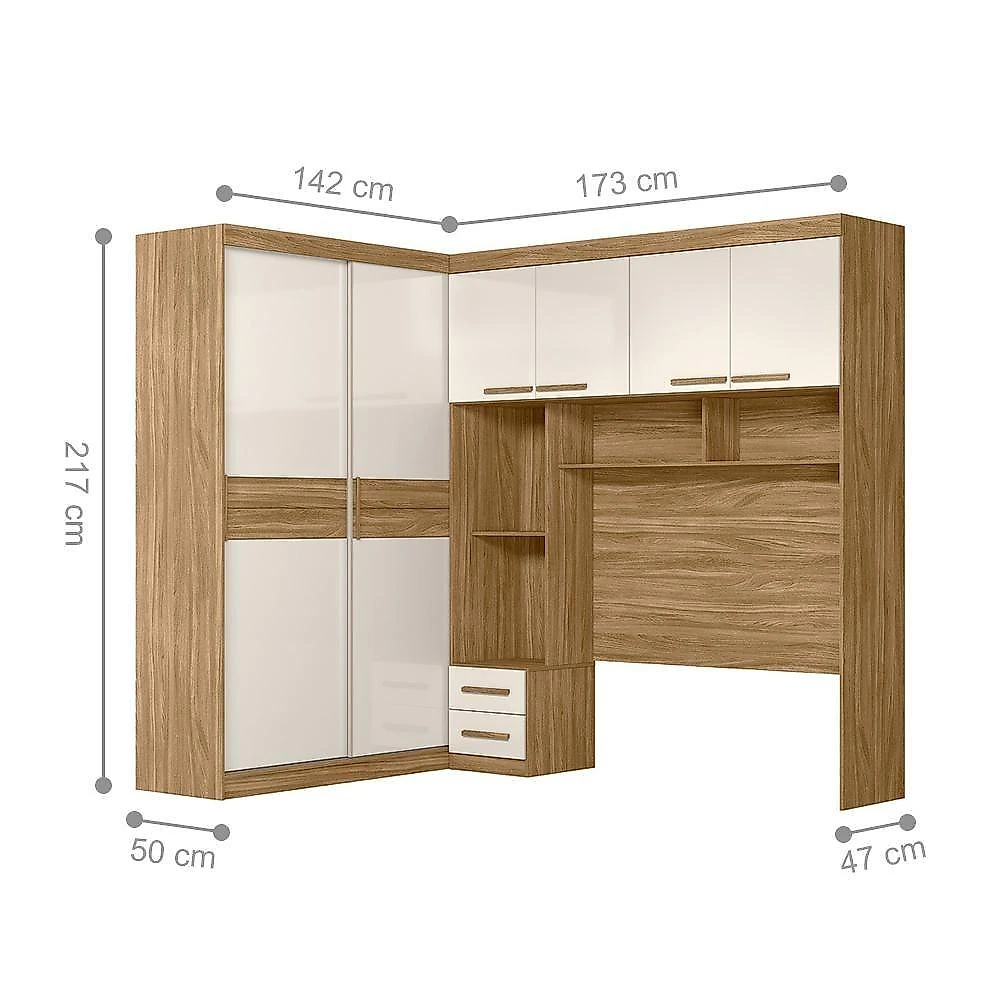 Guarda Roupa Casal Falira 4 Portas Correr 5 Gavetas MDP Freijó Off White Moval Móveis webcontinental-7901034165228