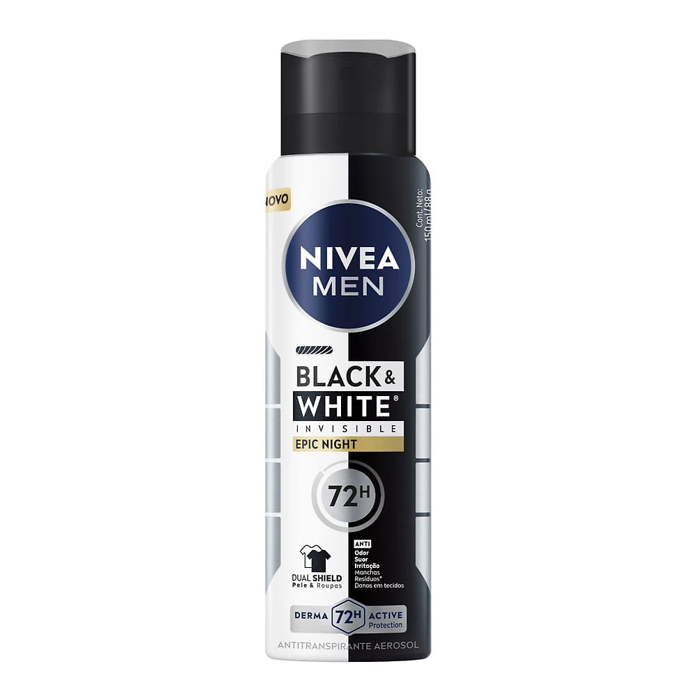Desodorante Nivea Men Aerosol Black e White Invisible Epic Night Antitranspirante 72h 150ml