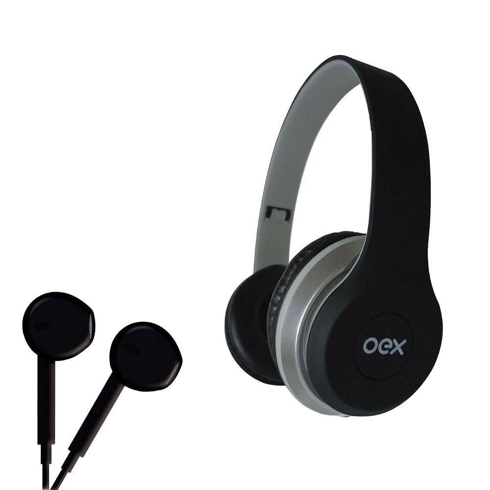 Combo headset e fone de ouvido com microfone oex twin hf100 - preto