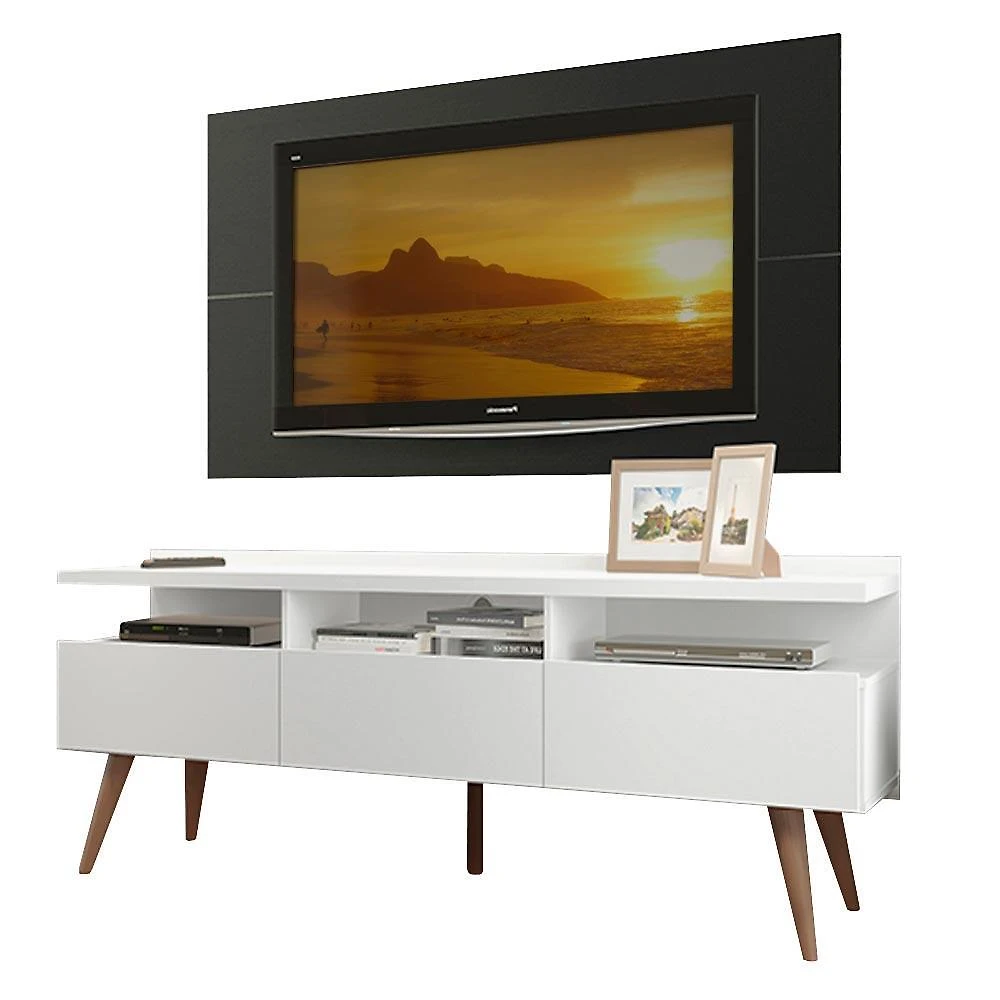 Rack madesa londres e painel para tv até 55 polegadas - branco/preto