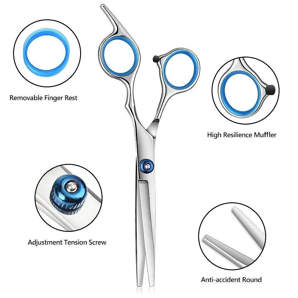 Tesoura de Cabeleireiro Kit Tear Rasteirinha 6 e 0" e Xarra de Dente 5 e 5" Fio Misto Prata OEM