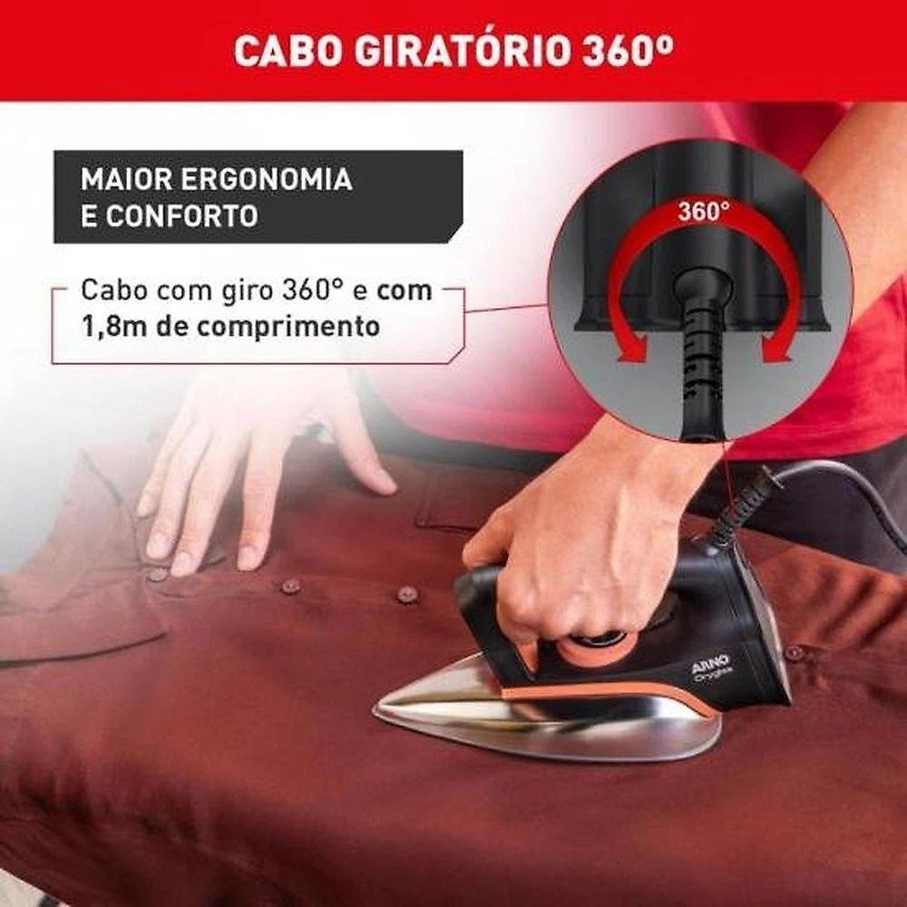 Ferro A Seco Arno Drygliss 1200w Preto Terracota 110V