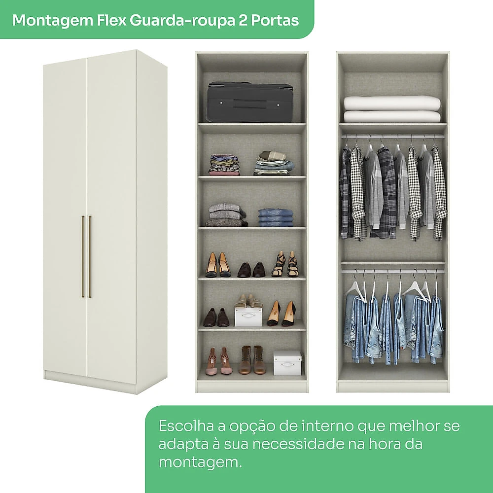 Guarda Roupa Modulado De Canto 5 Portas 3 Gavetas Bellagio Casa 812 Areia HP