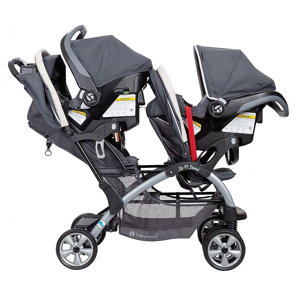 Carrinho de Bebê Duplo com Cadeira para Carro Baby Trend, Preto e Lilás