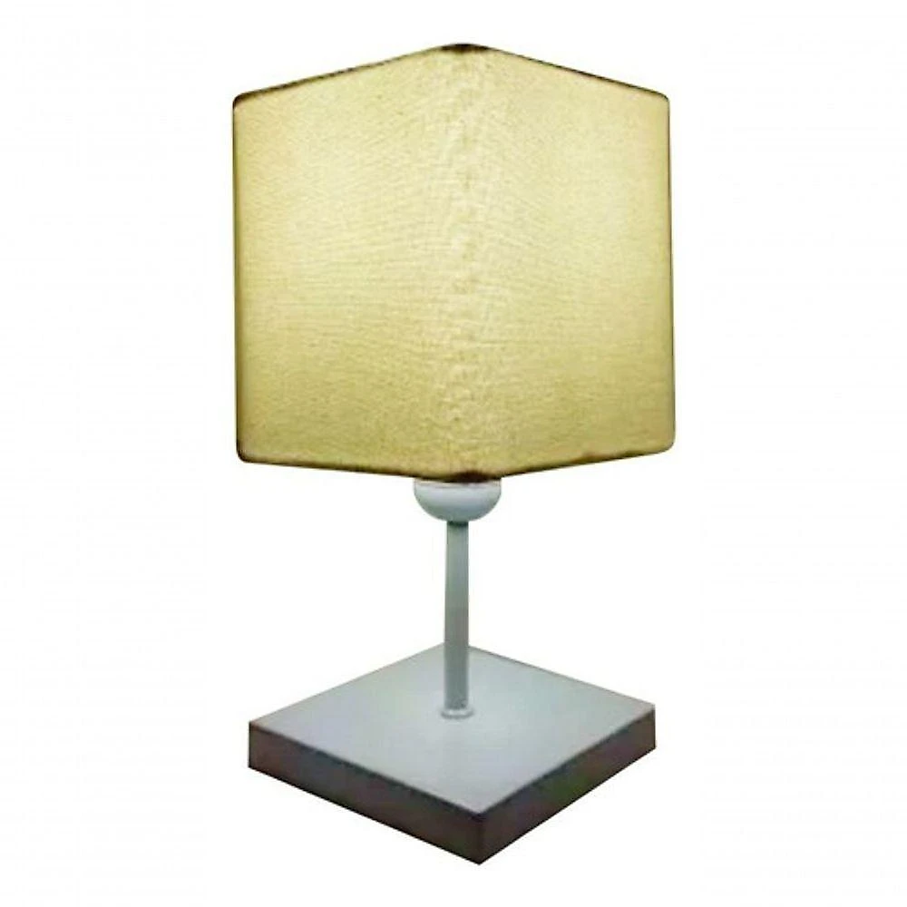 Abajur Luminária Mesa Quarto Sala Moderno Vivare Md-2008br Cúpula Em Tecido - Bivolt Branco-algodão-crú 127/220v