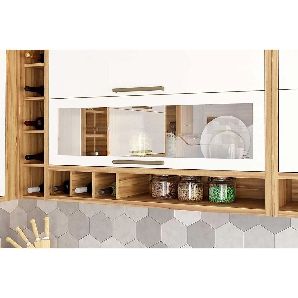 Cozinha Completa Syrah 3 Peças 2 Portas 3 Gavetas MDF 74.5cm Amêndoa
