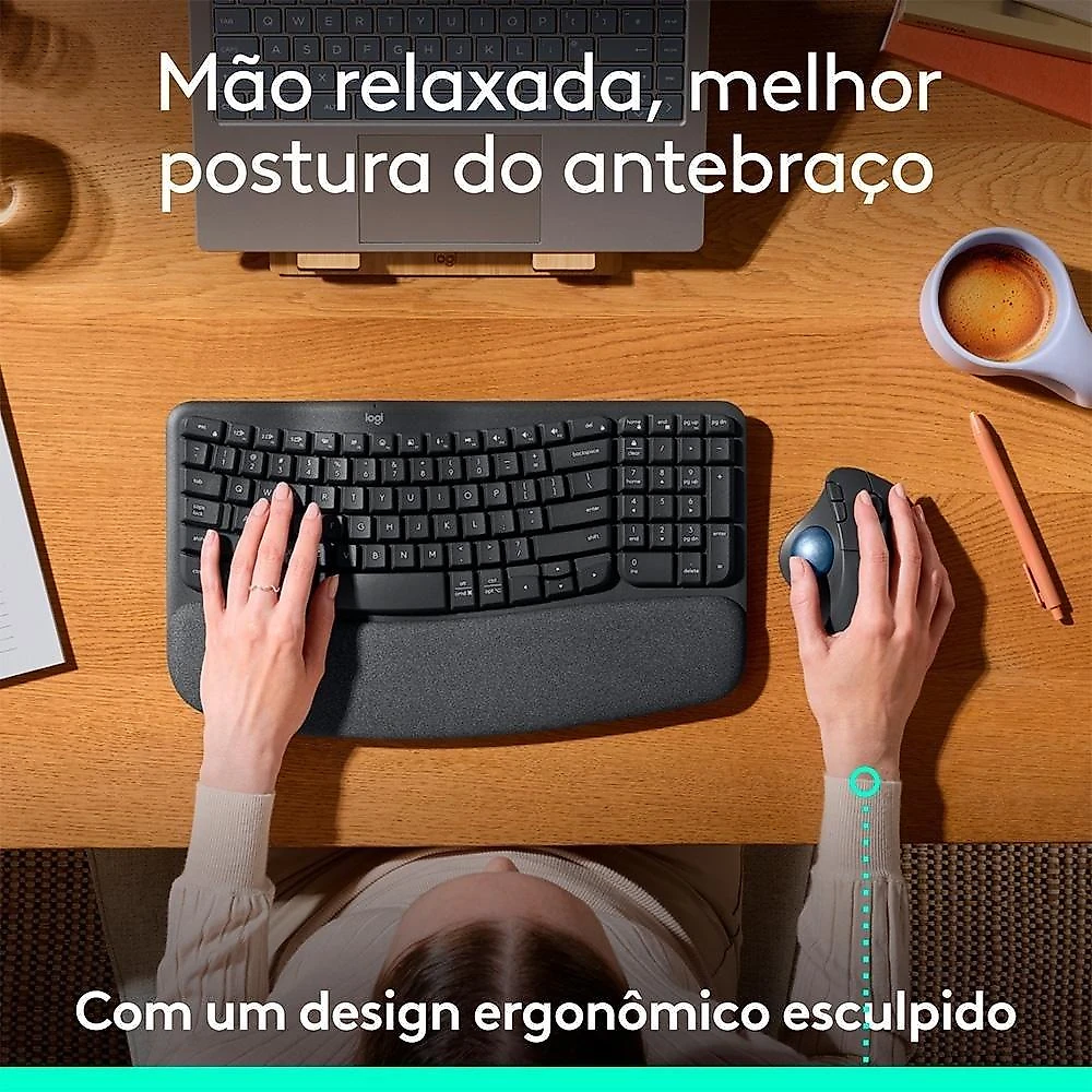 Mouse Sem Fio Logitech Trackball ERGO M575S, Bluetooth e USB Logi Bolt, Controle Fácil do Polegar, Preto - 910-007031