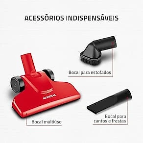 Aspirador de Pó Vertical Mondial Turbo Cycle AP36 2 em 1 1100W Coletor Translúcido Grande Poder de Sucção Vermelho e Preto 110V