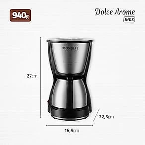 Cafeteira Elétrica Mondial Dolce Arome Thermo Inox C-34 15 Xícaras – Preta e Inox 110V