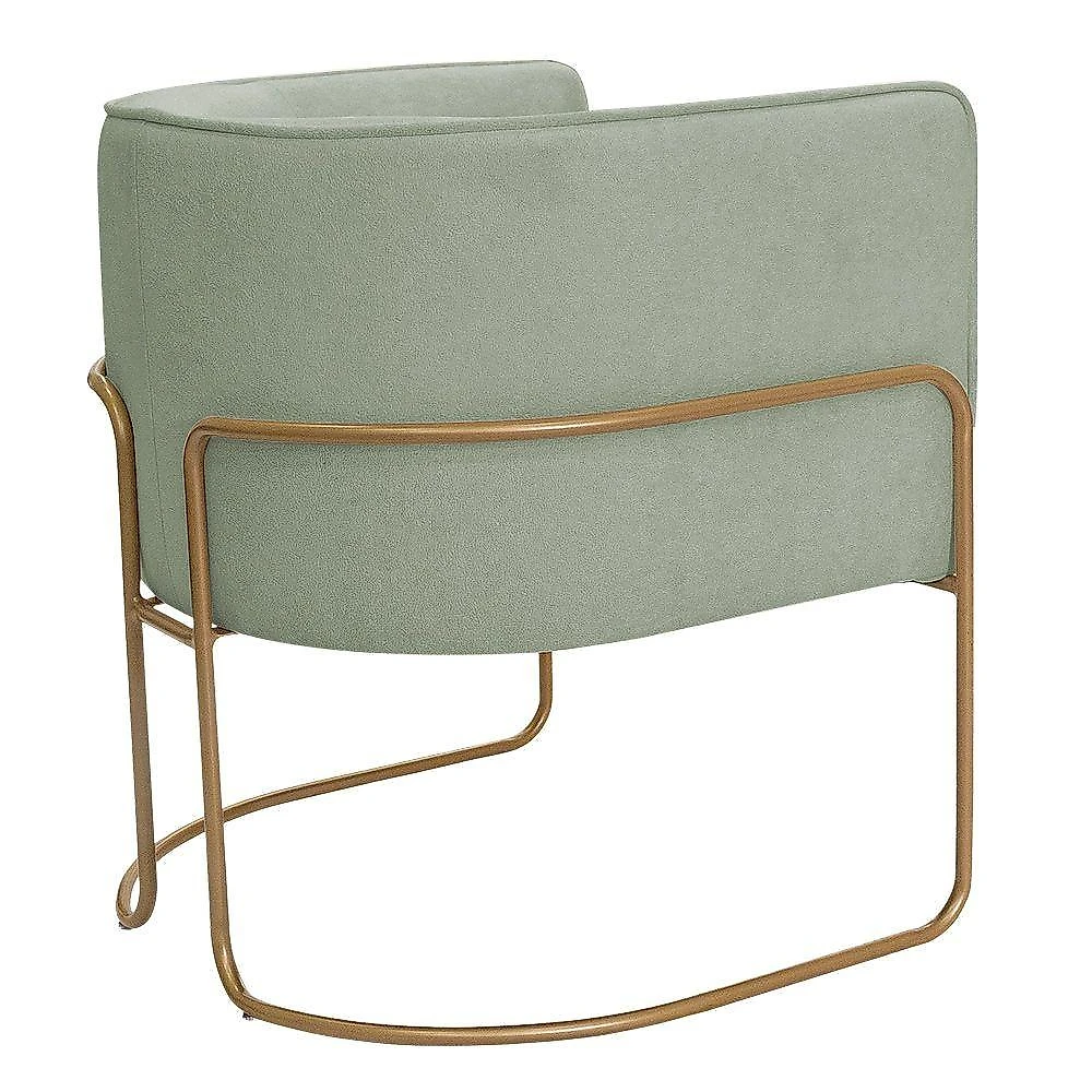 Kit 02 Poltronas Decorativas Betina Base Aço Ouro Fosco Bouclé Verde Claro - Nexta Casa