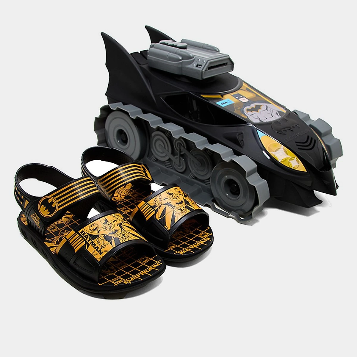 Sandália Infantil Grendene Kids Batmam Combat Menino Preto+Amarelo - 26/27