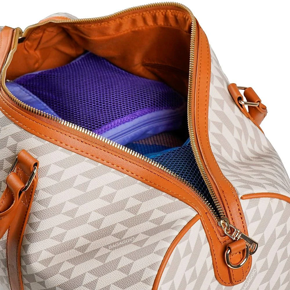 Bolsa de Viagem Feminina Monograma BG Bege Bege - G