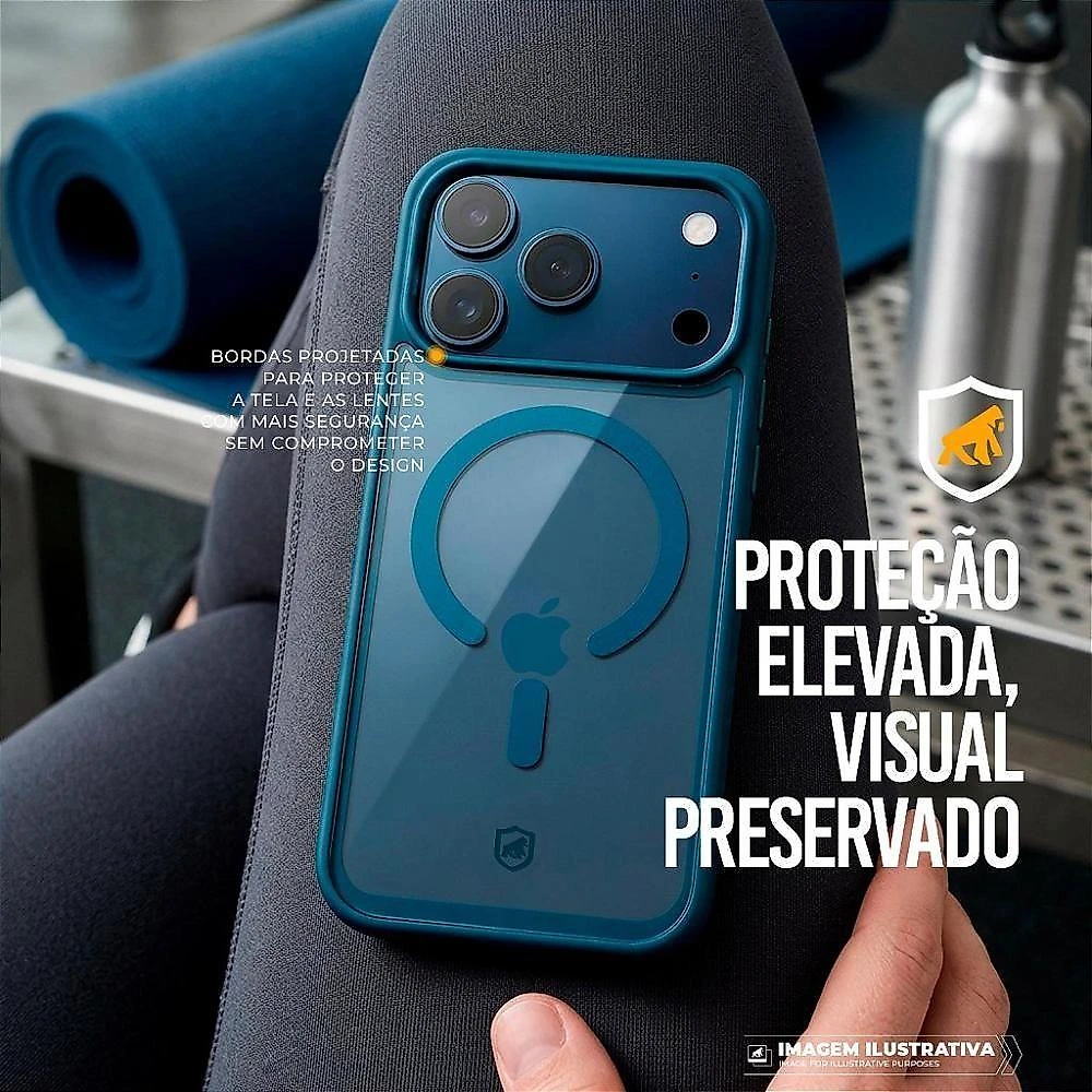 Capa para Iphone 17 Pro Max Gshield Magsafe Wave Transparente Azul 1 Unidade