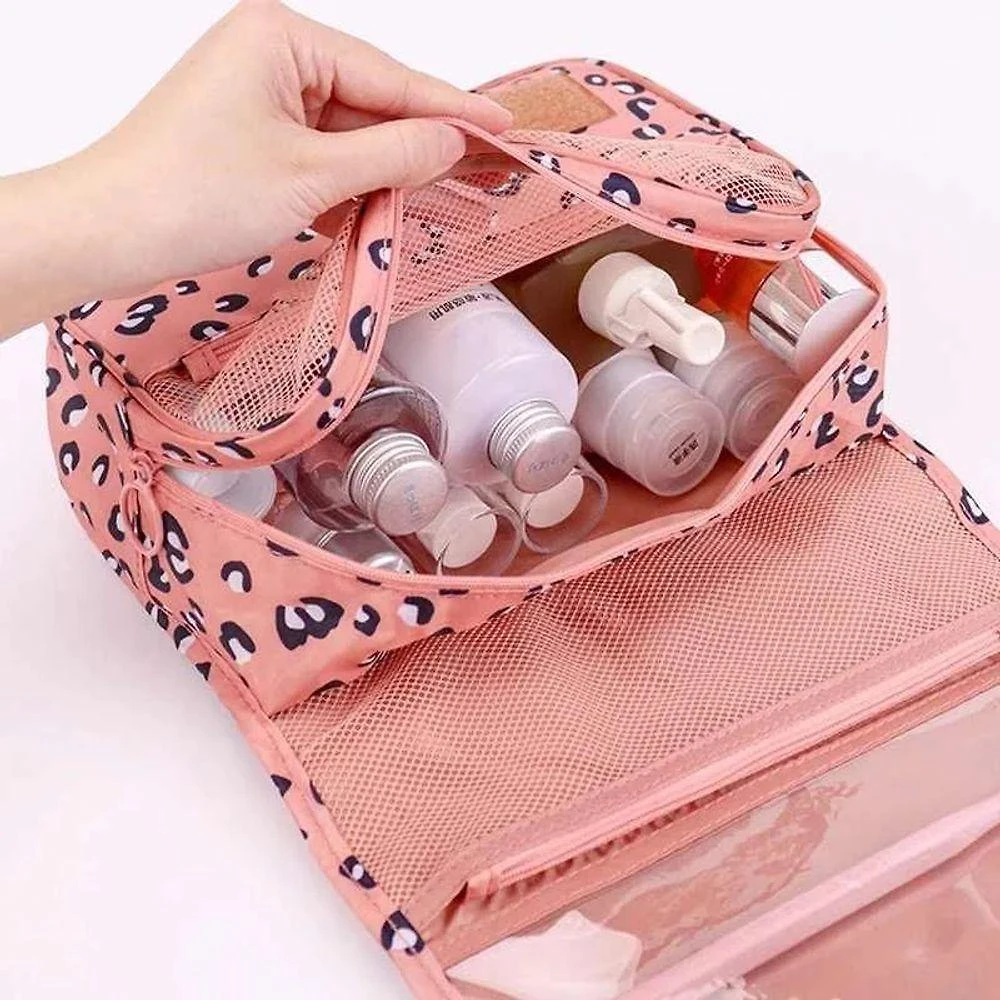 Necessaire Em Nylon Organizadora Higiene Para Viagem Azul Marinho Bolinhas