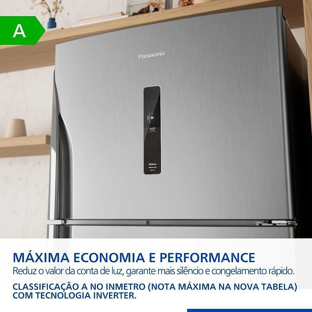 Geladeira Panasonic Duplex Frost Free Inverter 446L NR-BT58PV3X Aço Escovado 110V