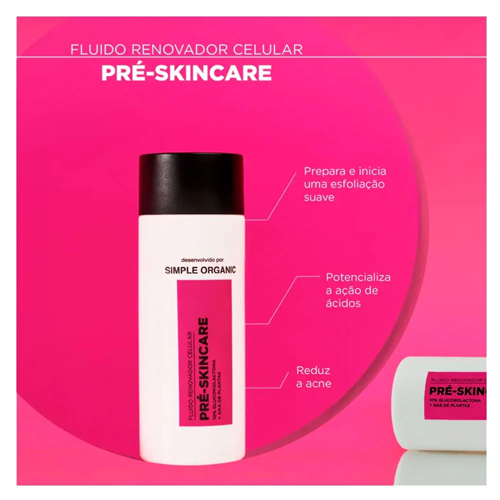 Miniatura Pré-Skincare Simple Organic Fluido Renovador Facial 120ml