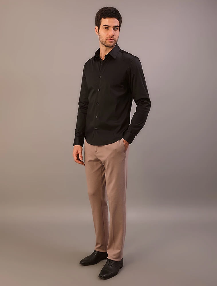 Camisa Masculina Manga Longa Slim Básica - Preto
