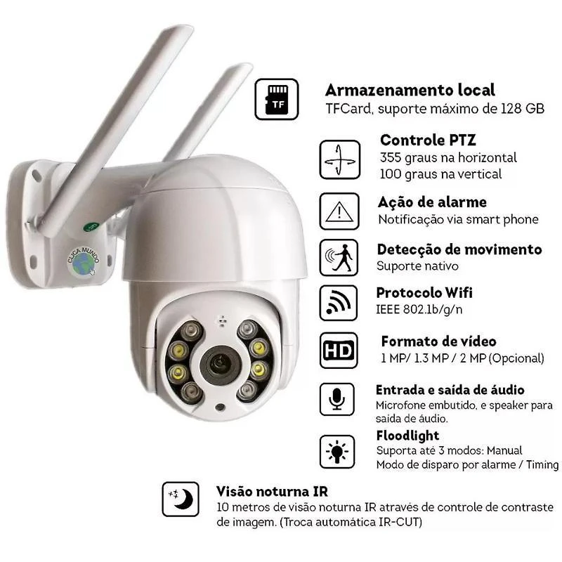 Miniatura Kit 2 Wifi Ip Camera Ipc 360 Wireless Sem Fio A Prova Dágua
