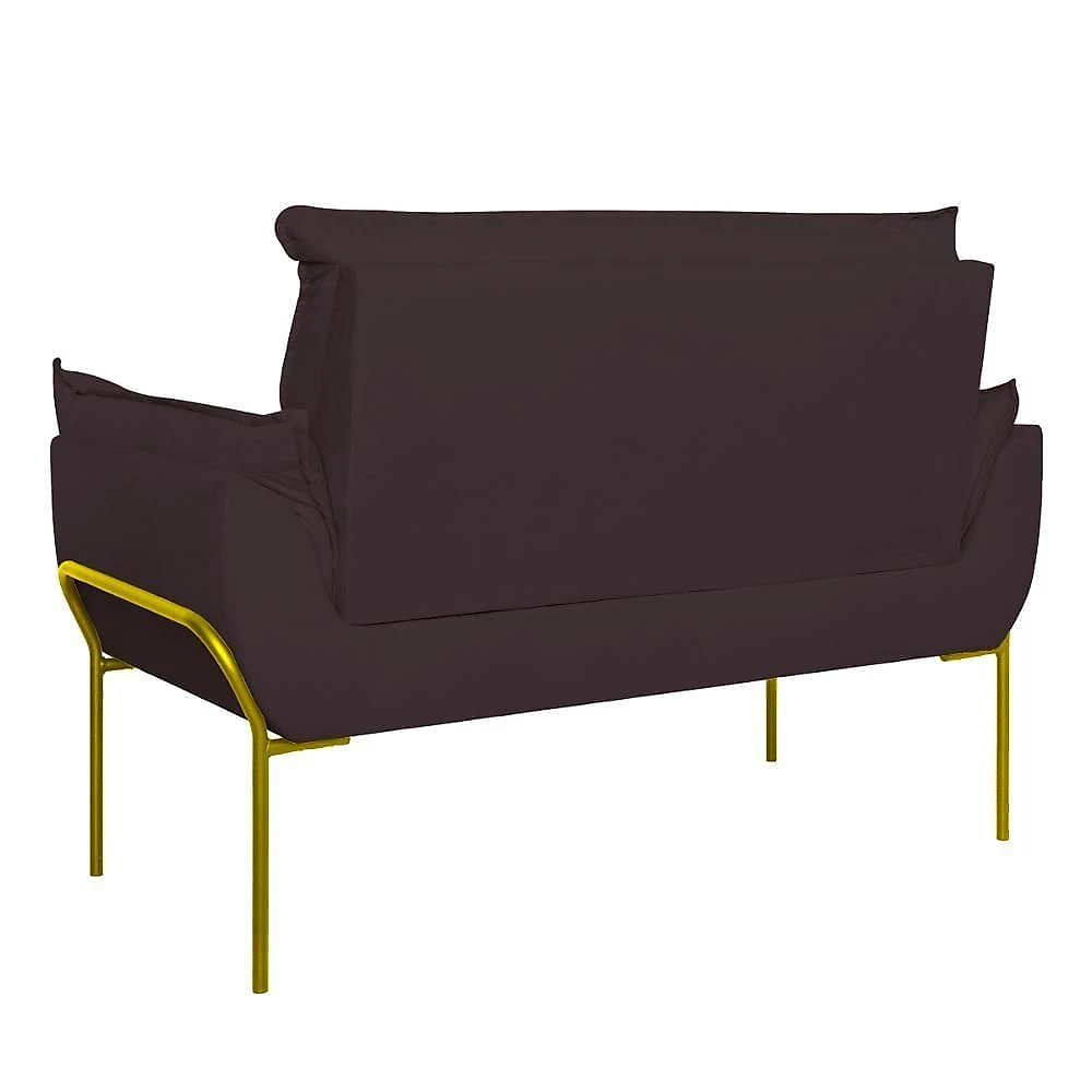 Poltrona Sofá Luxo Base Metal Dourado Recepção Escritório Cinza