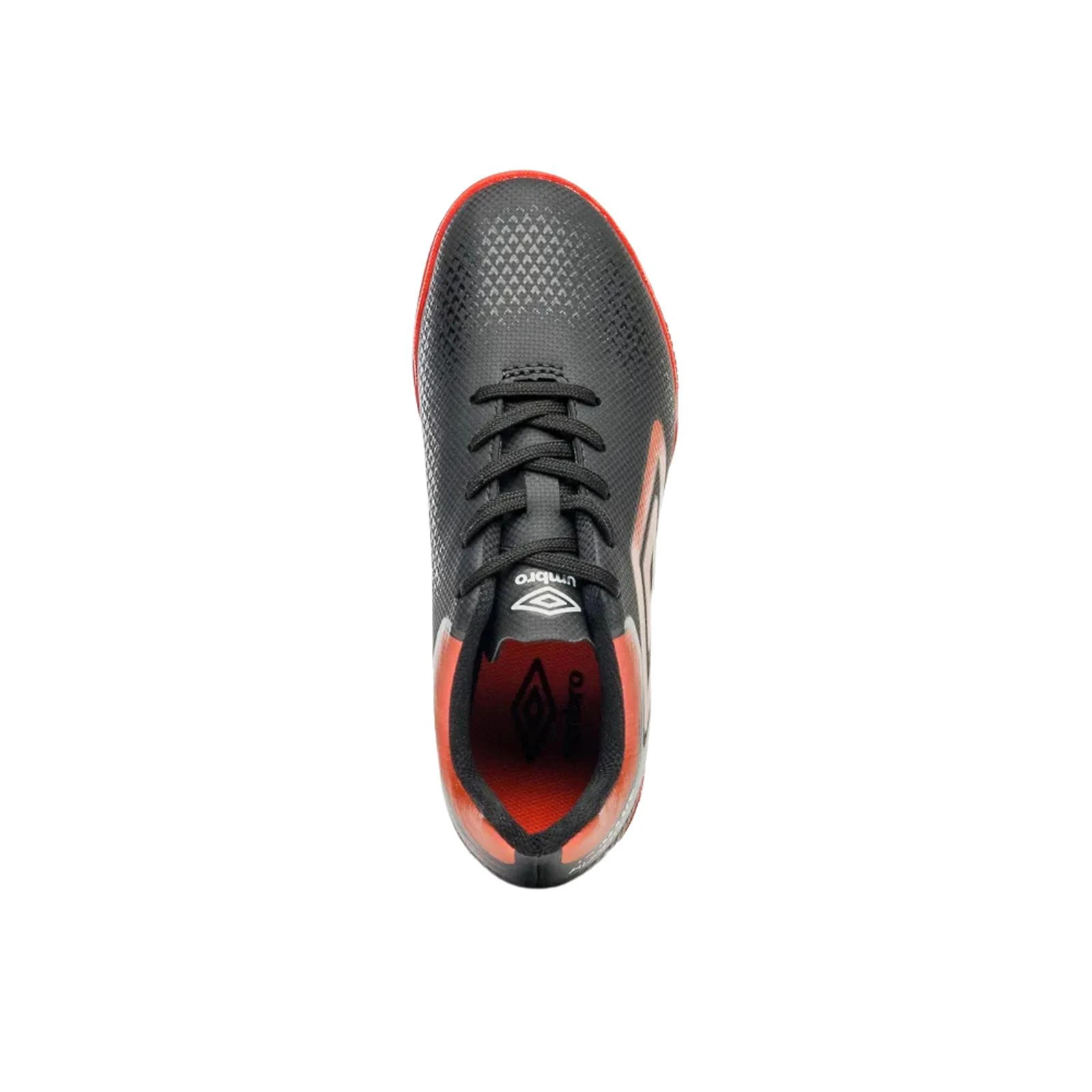 Miniatura Chuteira Futsal Umbro Adamant Top Speed Jr Preto/Vermelho/Branco TAM 28