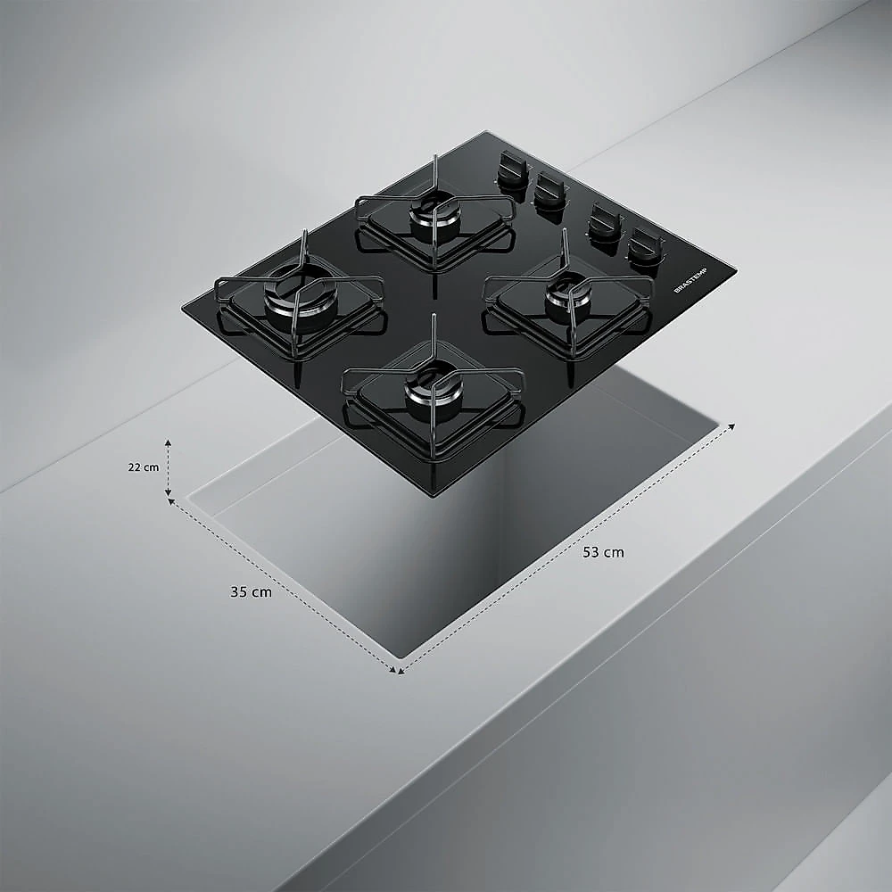 Cooktop 4 Bocas a Gás BDD61BE com Grades de Ferro Amarado e Chama Simmer Brastemp Preto - Bivolt