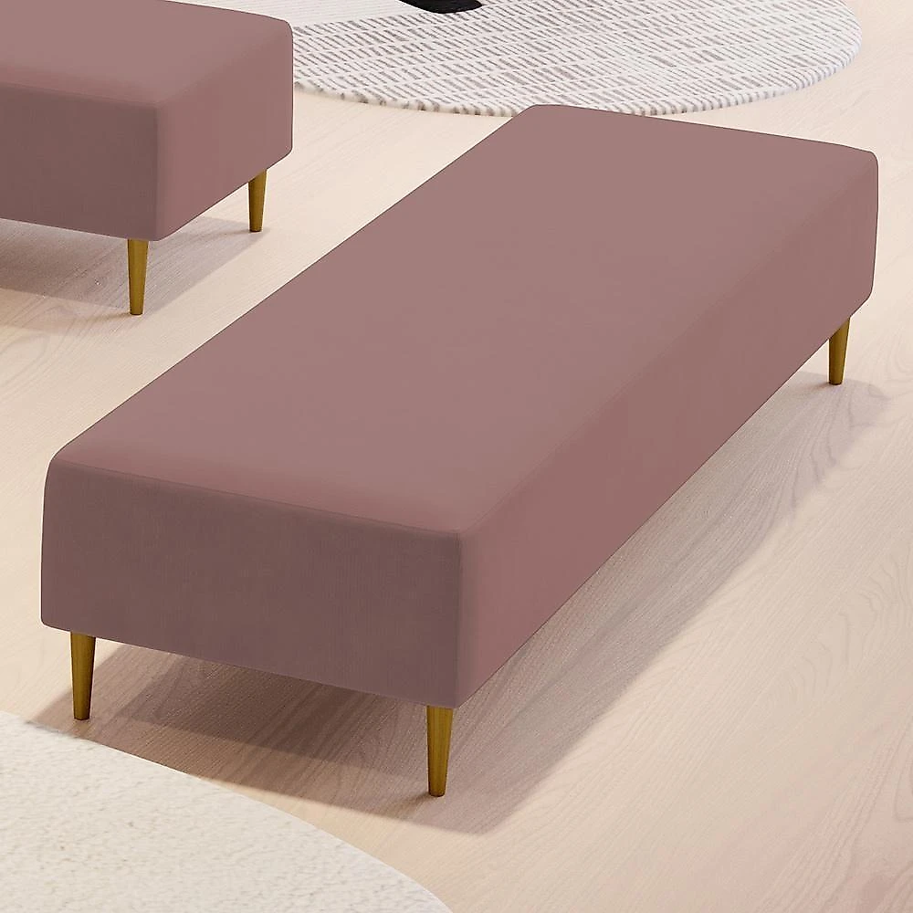 Puff Decorativo Bali W01 Pés Palito 190x60cm Suede Rosê - Lyam Decor