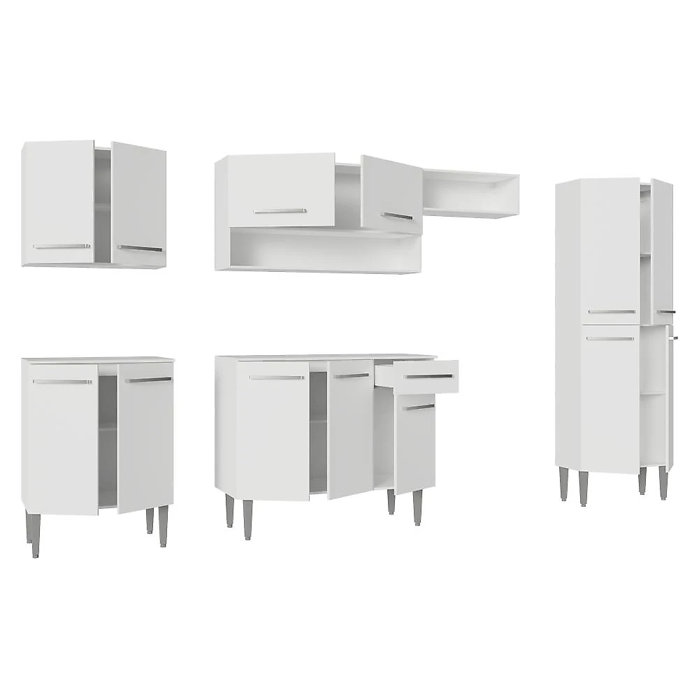 Armário de Cozinha Completa 293cm Emilly Madesa 011 Branco