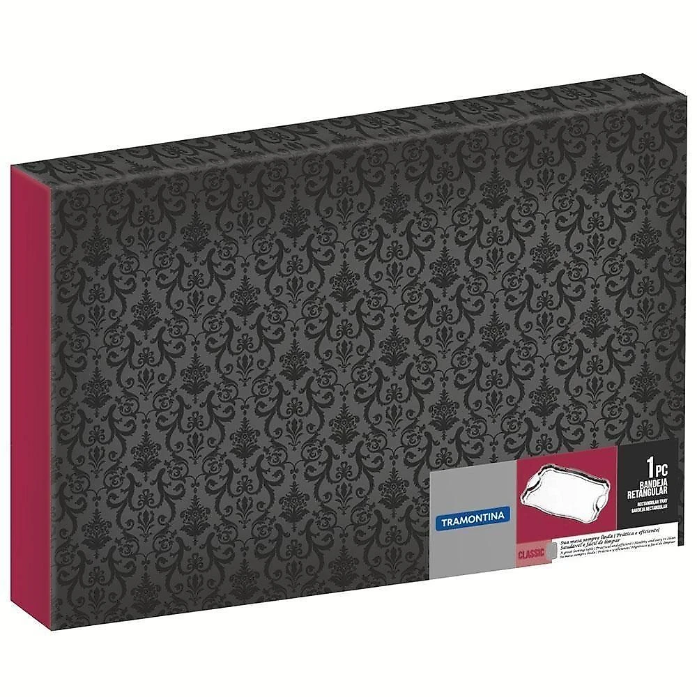 Bandeja Servir Retangular Classic Tramontina Aço Inox 34 X 24 Cm Com Alças 61440350